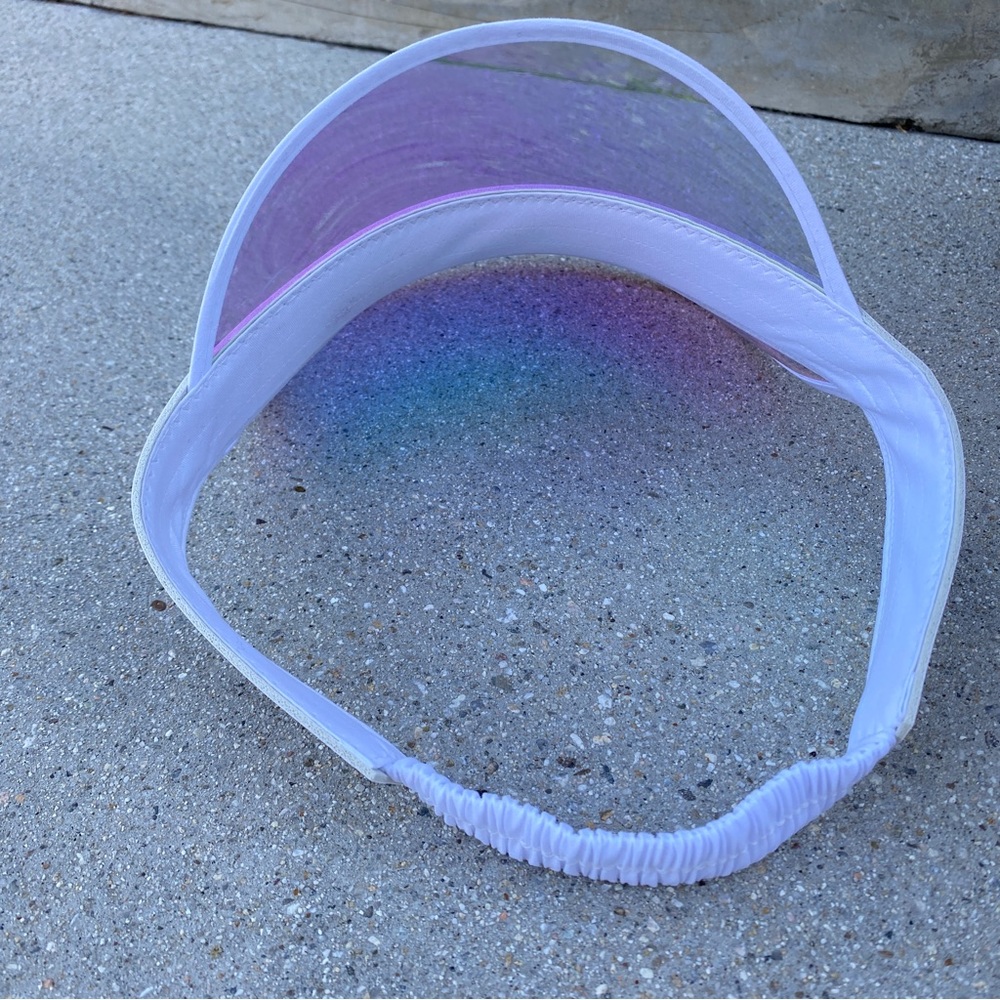 Summer on SUNSET holographic visor sun protection hat cap white iridescent brim - Picture 9 of 15